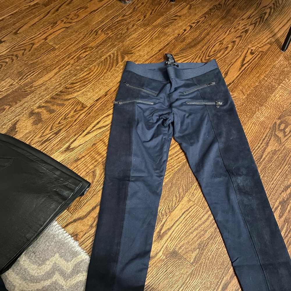 David Lerner suede navy leggings